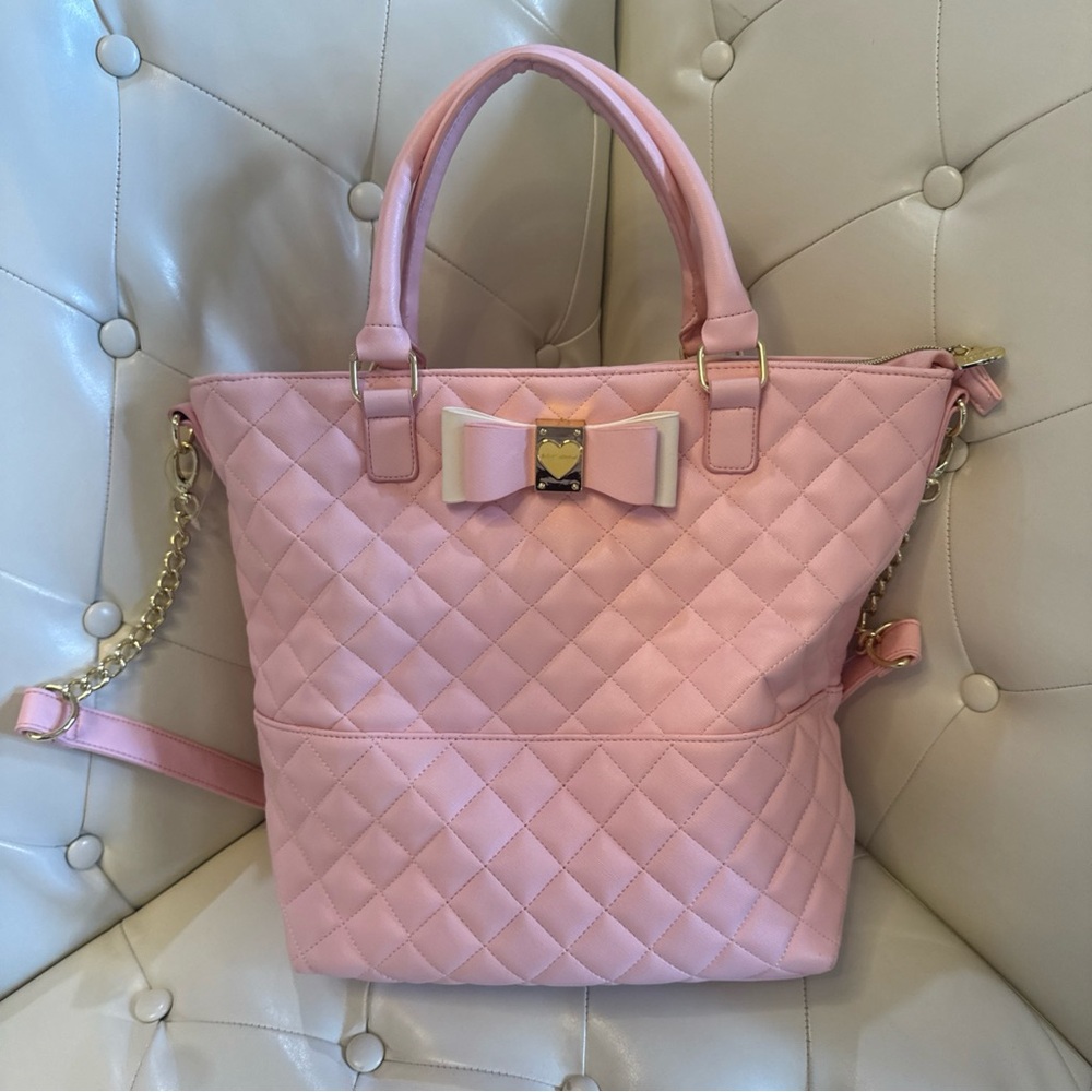 Betsey Johnson Pink Quilted Shoulder Bag